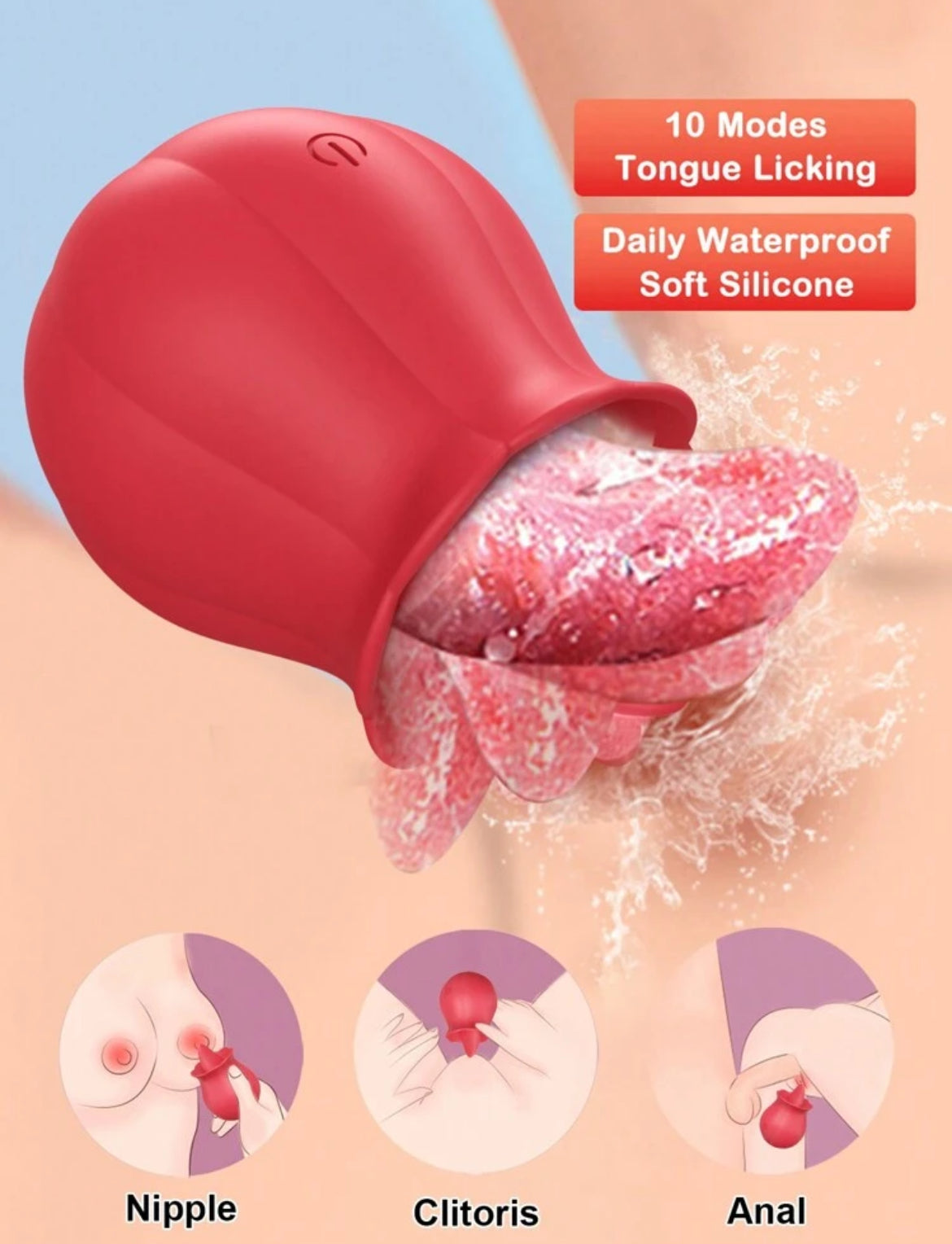 Rosa roja con lengua para sexo oral