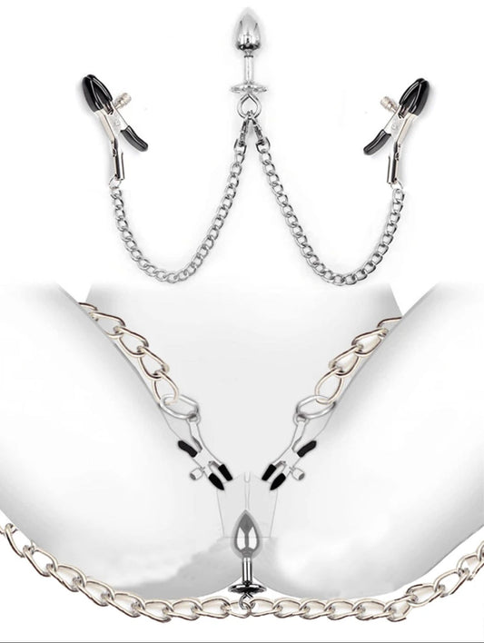 Cadena con pinzas+ aro + plug