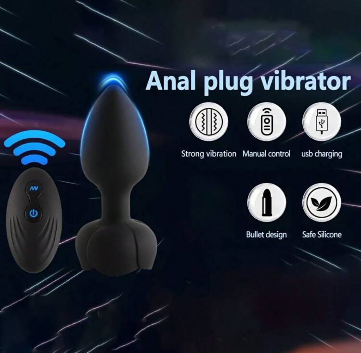 Plug flor vibrador a control remoto de silicona