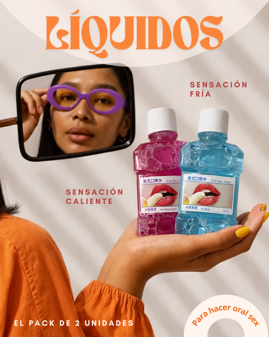 Líquidos para sexo oral (frío y caliente) paquete de dos.