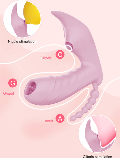 Vibrador triple, con estimulador de ano y clítoris