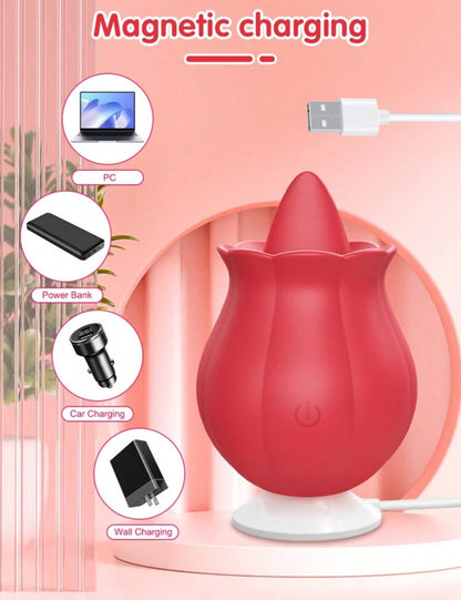 Rosa roja con lengua para sexo oral