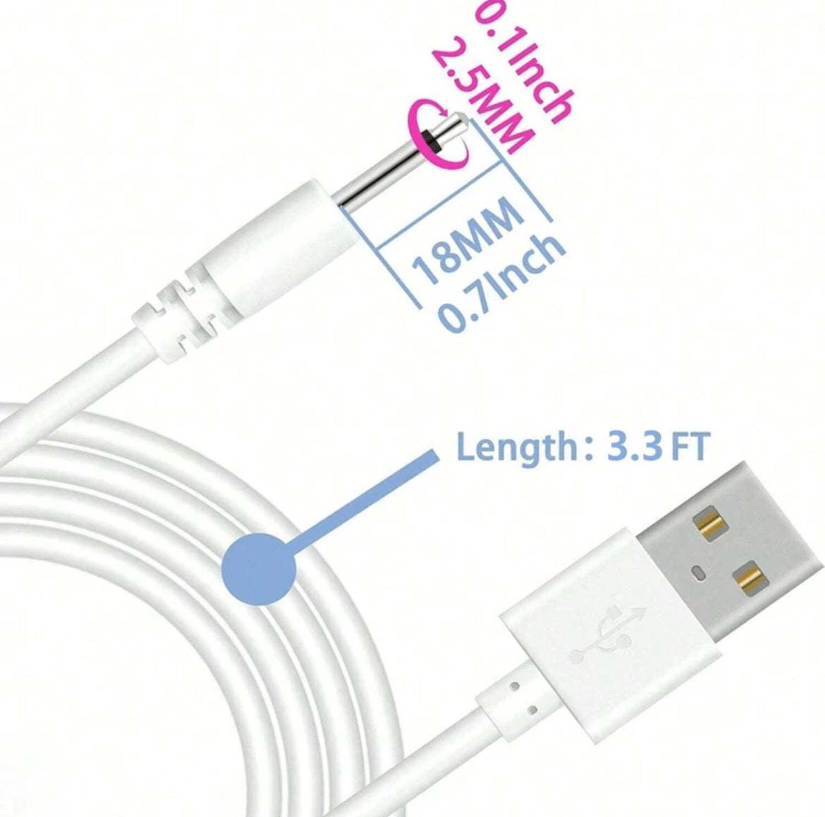 Cable cargador usb de espiga