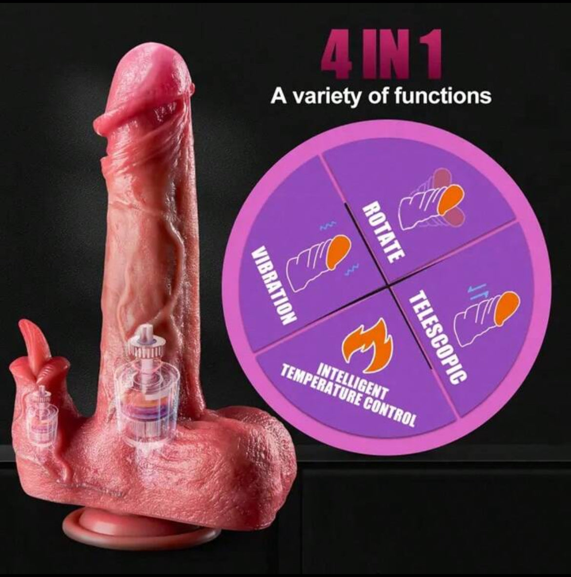 Dildo XXL monster y lengua sexo oral con manejo a control