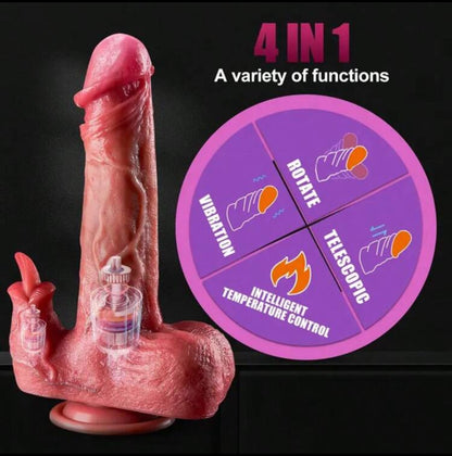 Dildo XXL monster y lengua sexo oral con manejo a control