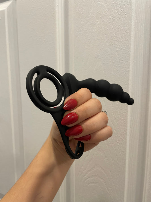 Juguete gay estimulador de próstata + retardante + vibrador a control remoto