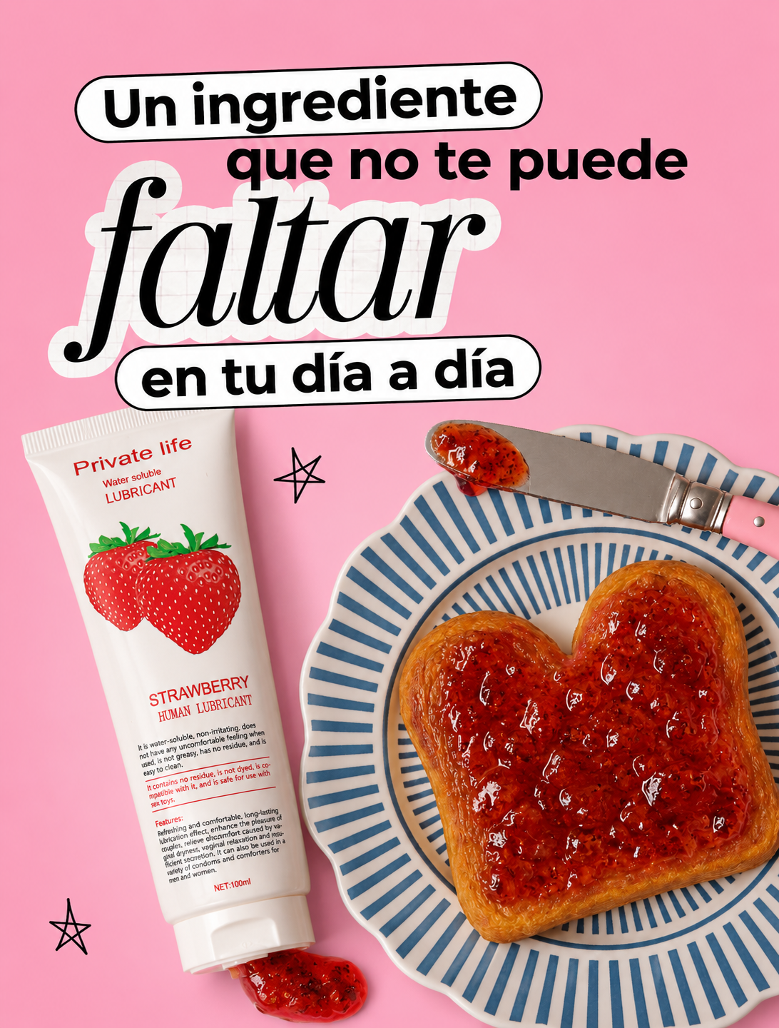 Lubricante base agua aroma fresa
