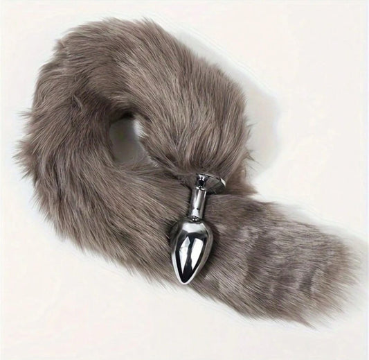 Plug colita de zorro gris