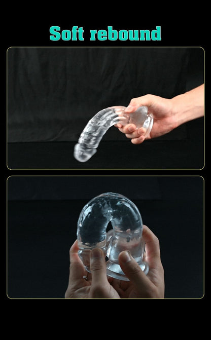 Jelly dildo transparente XL (con testiculos)