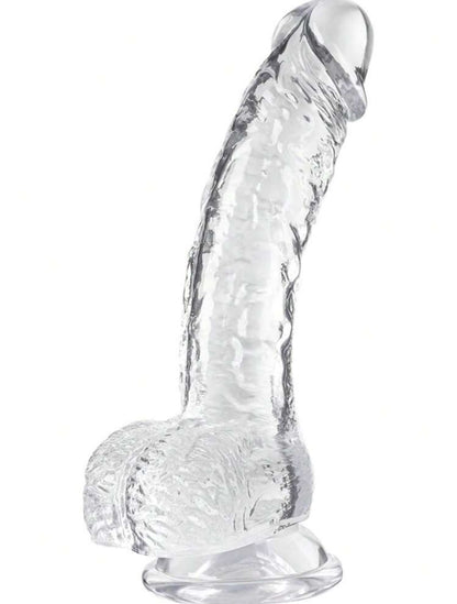 Jelly dildo transparente XL (con testiculos)