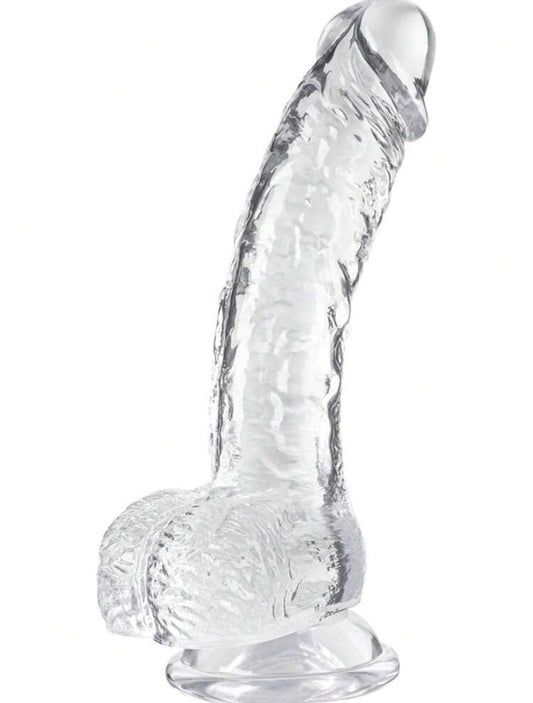 Jelly dildo transparente XL (con testiculos)
